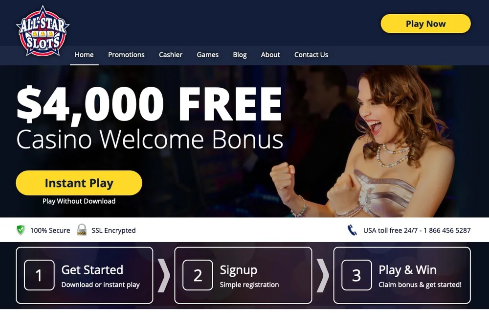 All Star Slots casino site, captured for Wisconsin players