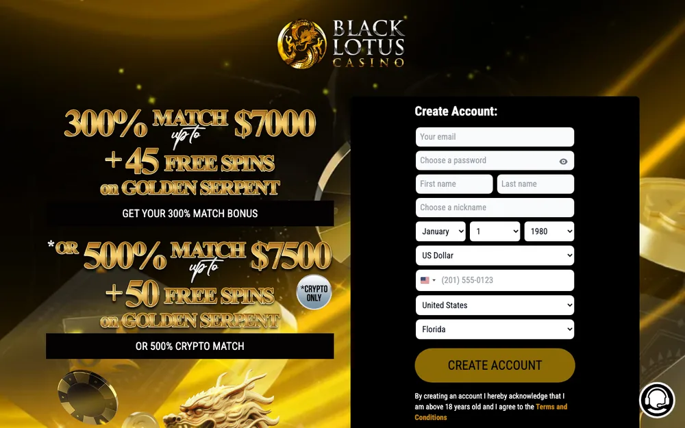 Black Lotus casino site, captured for Wisconsin players