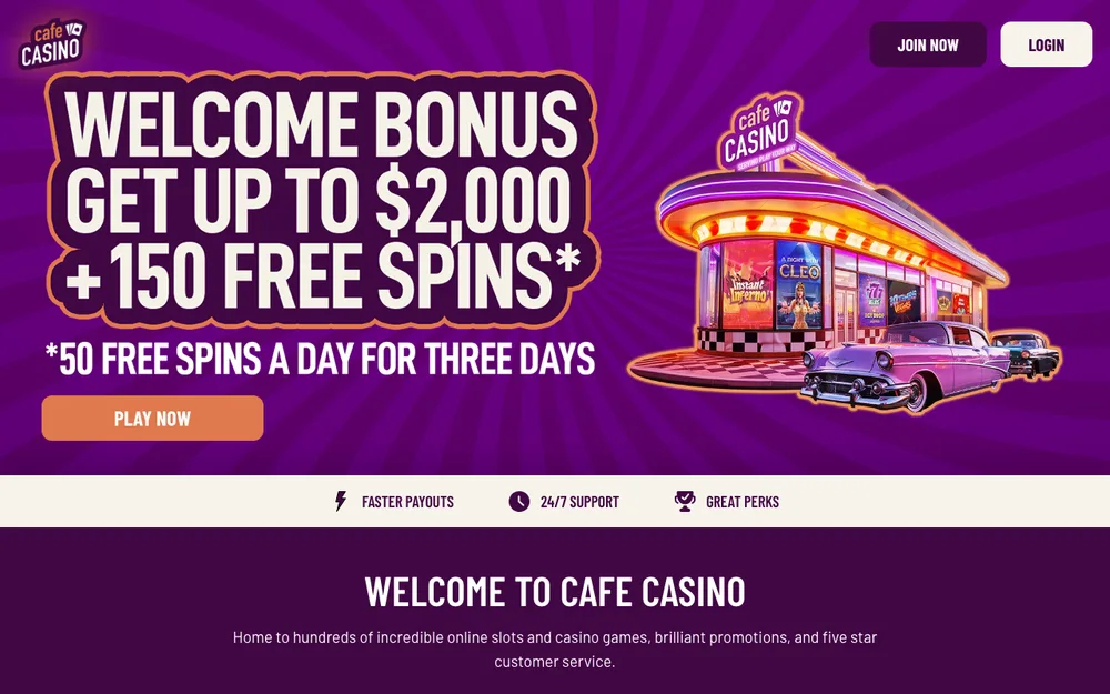 Cafe Casino casino site, captured for Wisconsin players