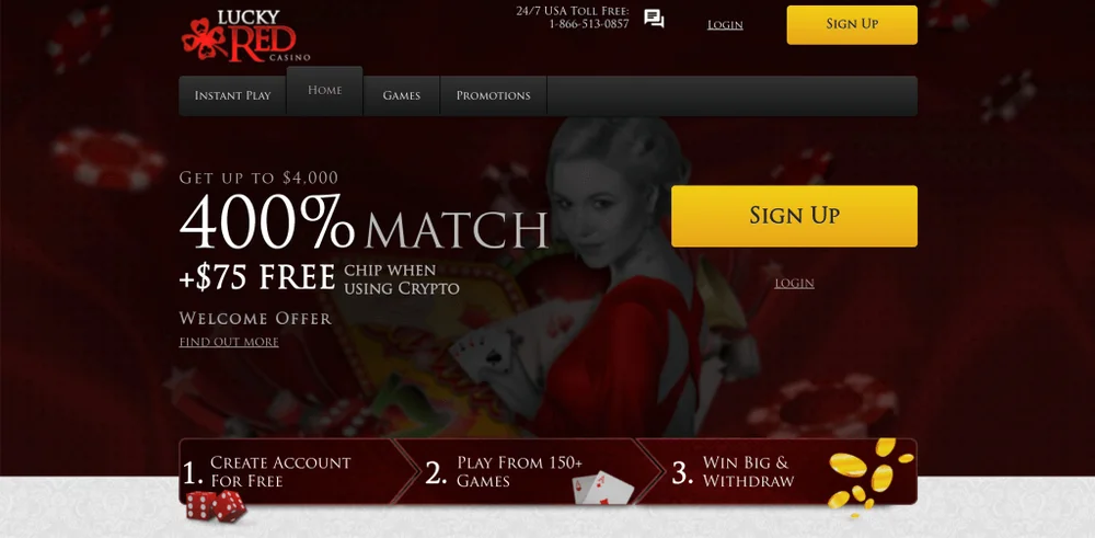Lucky Red Casino casino site, captured for Wisconsin players