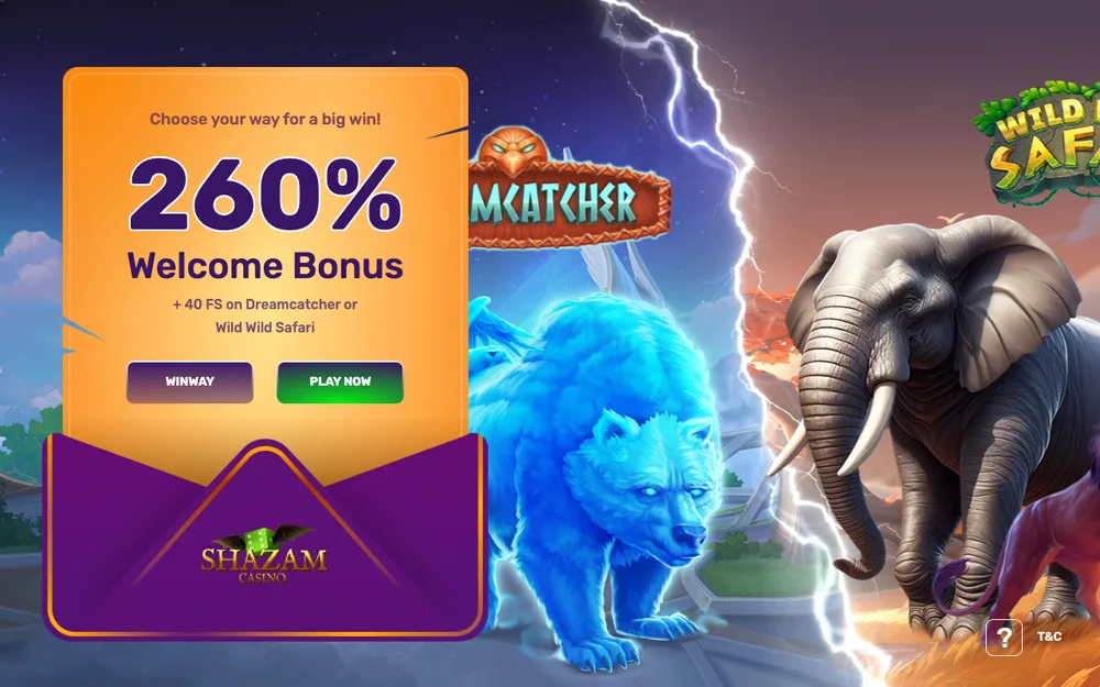 Shazam casino site, captured for Wisconsin players