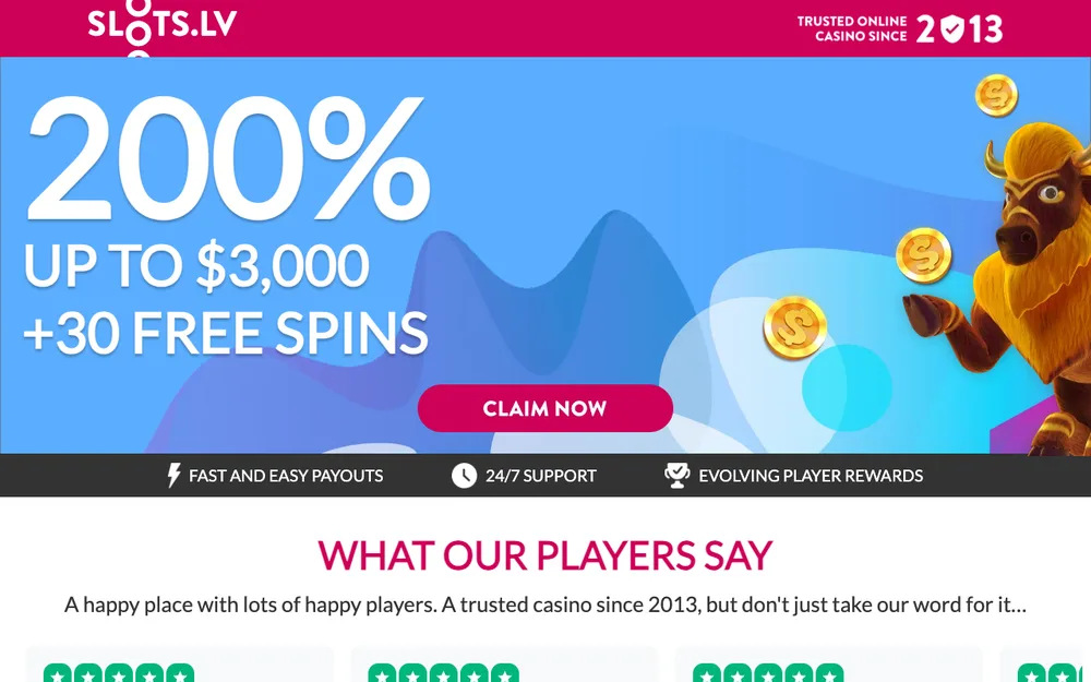 Slots.lv casino site, captured for Wisconsin players